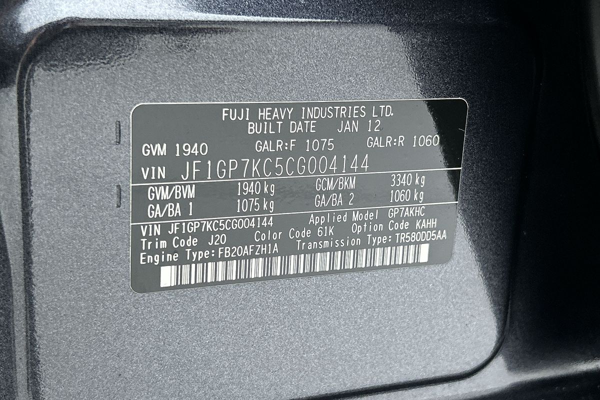 2012 Subaru XV 2.0i-S G4X