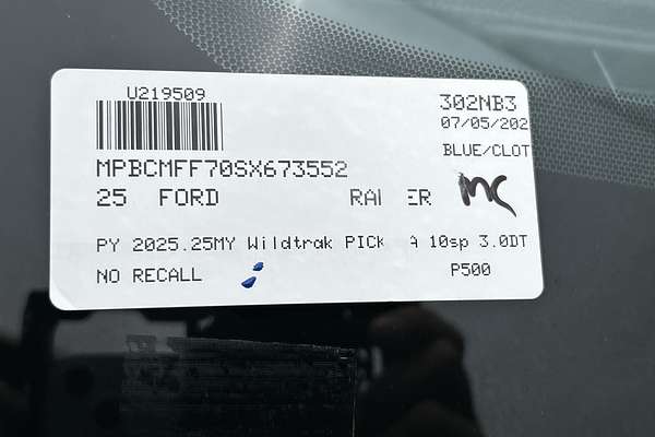 2025 Ford Ranger Wildtrak 4X4 3.0L