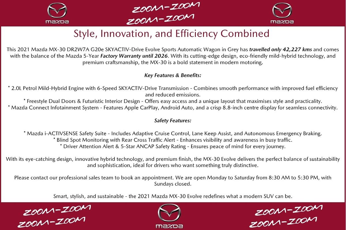 2021 Mazda MX-30 G20e Evolve DR Series