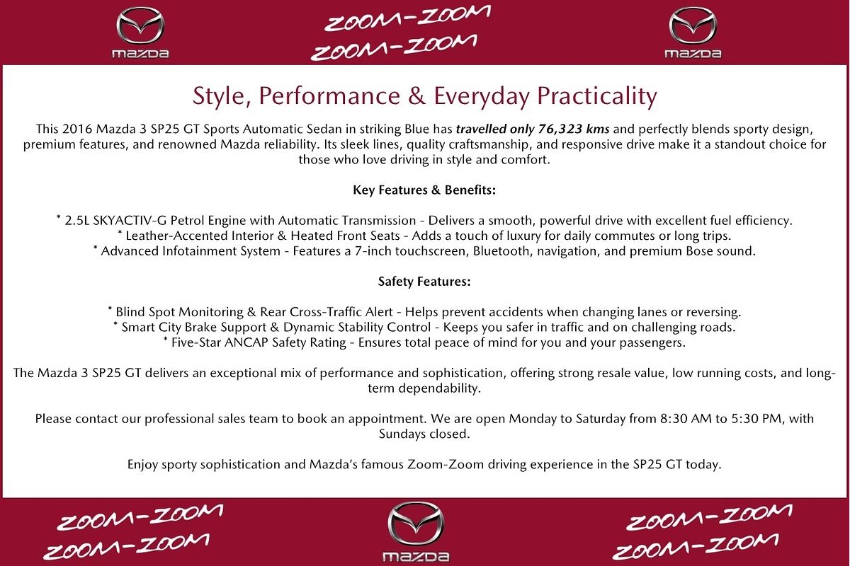 2016 Mazda 3 SP25 GT BN Series