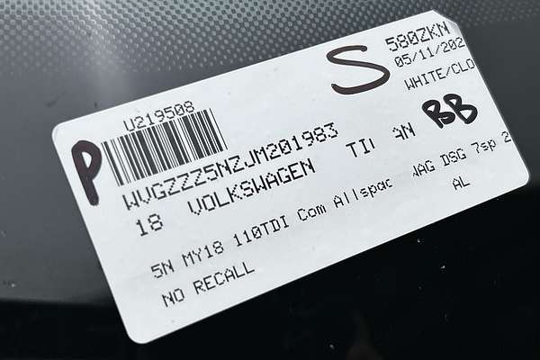 2018 Volkswagen Tiguan 110TDI Comfortline Allspace 5N