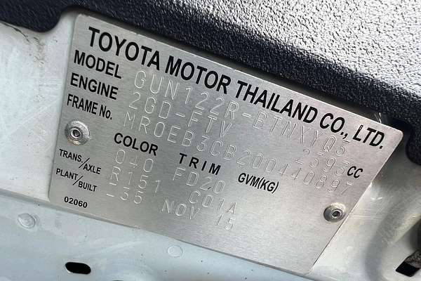 2015 Toyota Hilux Workmate GUN122R Rear Wheel Drive