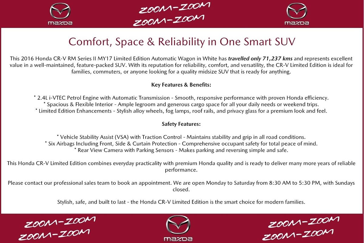 2016 Honda CR-V Limited Edition RM Series II