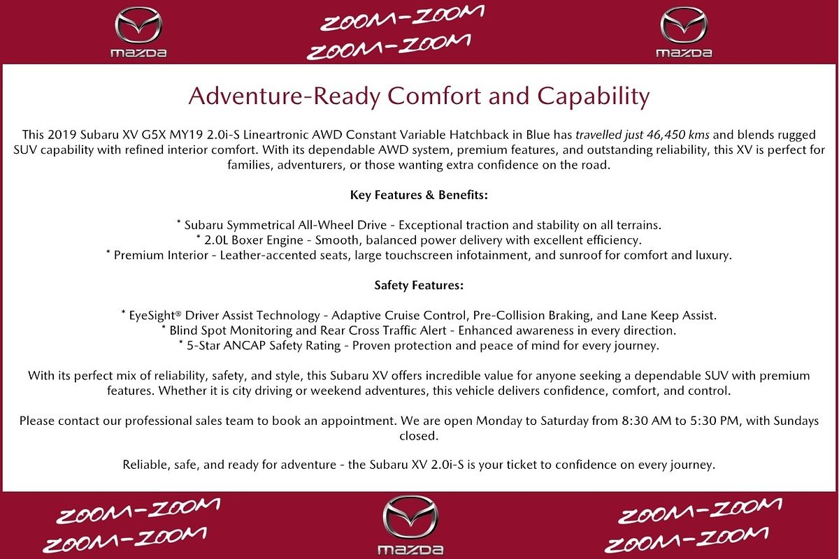 2019 Subaru XV 2.0i-S G5X