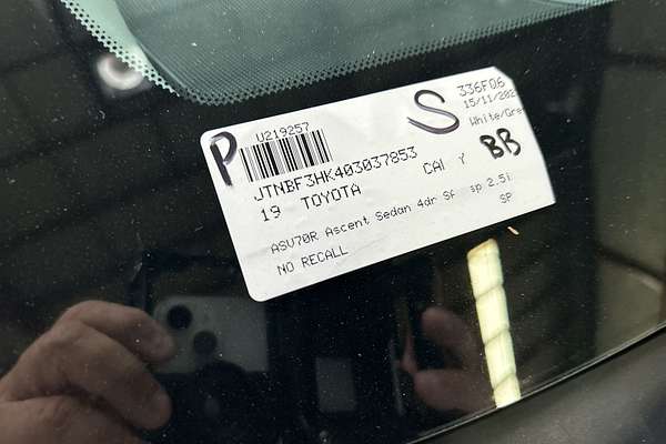 2019 Toyota Camry Ascent ASV70R