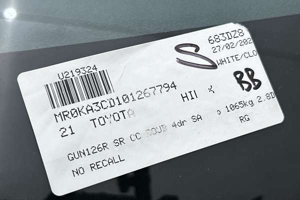 2021 Toyota Hilux SR GUN126R 4X4