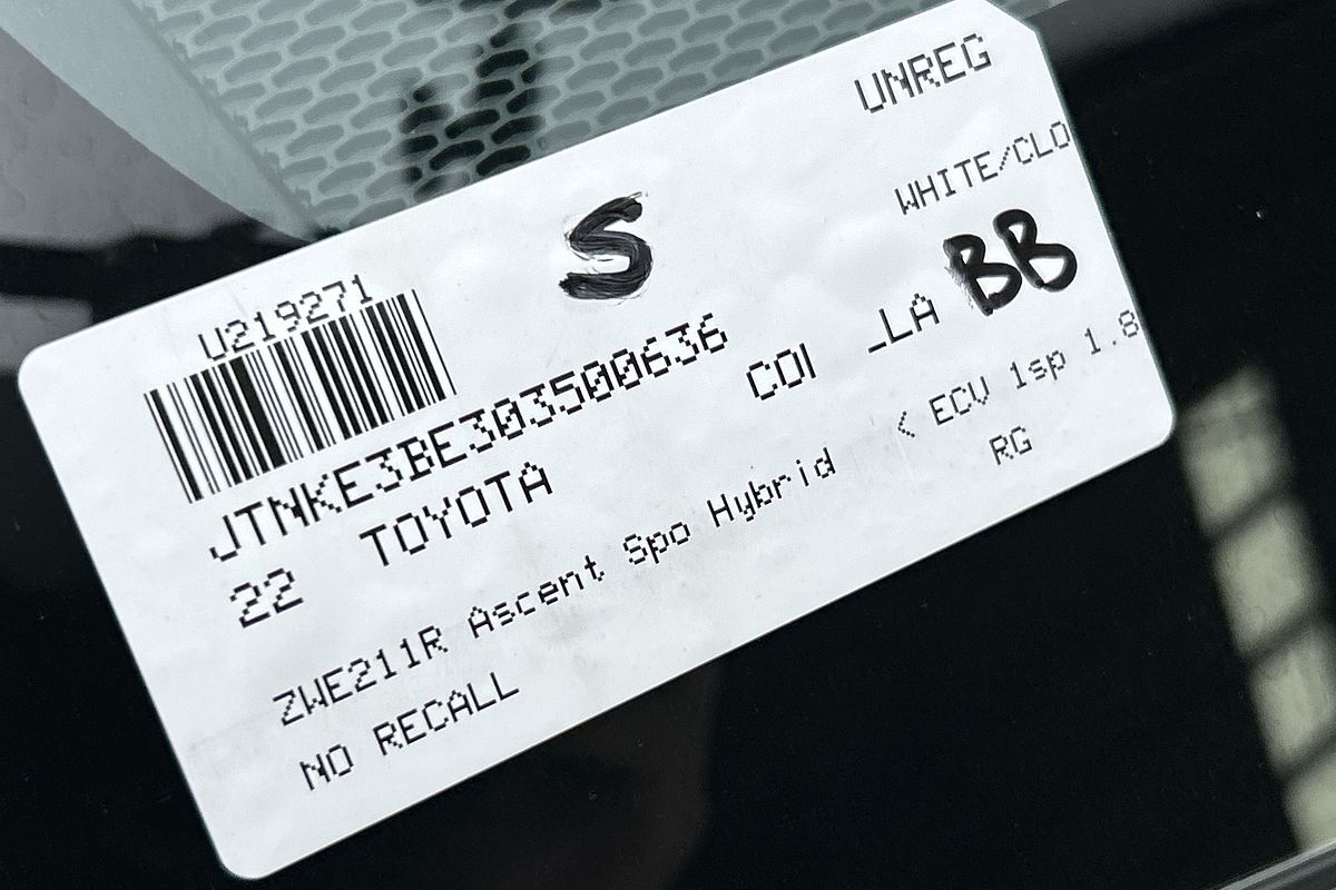 2022 Toyota Corolla Ascent Sport Hybrid ZWE211R