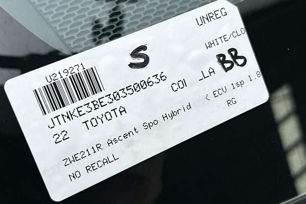 2022 Toyota Corolla Ascent Sport Hybrid ZWE211R