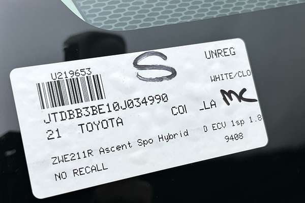 2021 Toyota Corolla Ascent Sport Hybrid ZWE211R