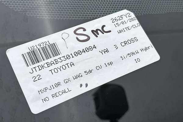 2022 Toyota Yaris Cross GX MXPJ10R