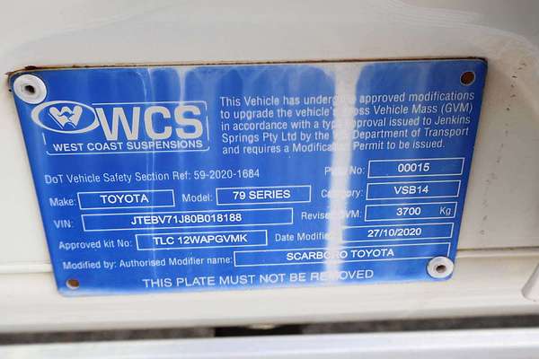 2020 Toyota Landcruiser GXL VDJ79R 4X4