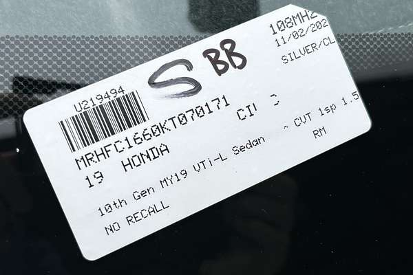 2019 Honda Civic VTi-L 10th Gen