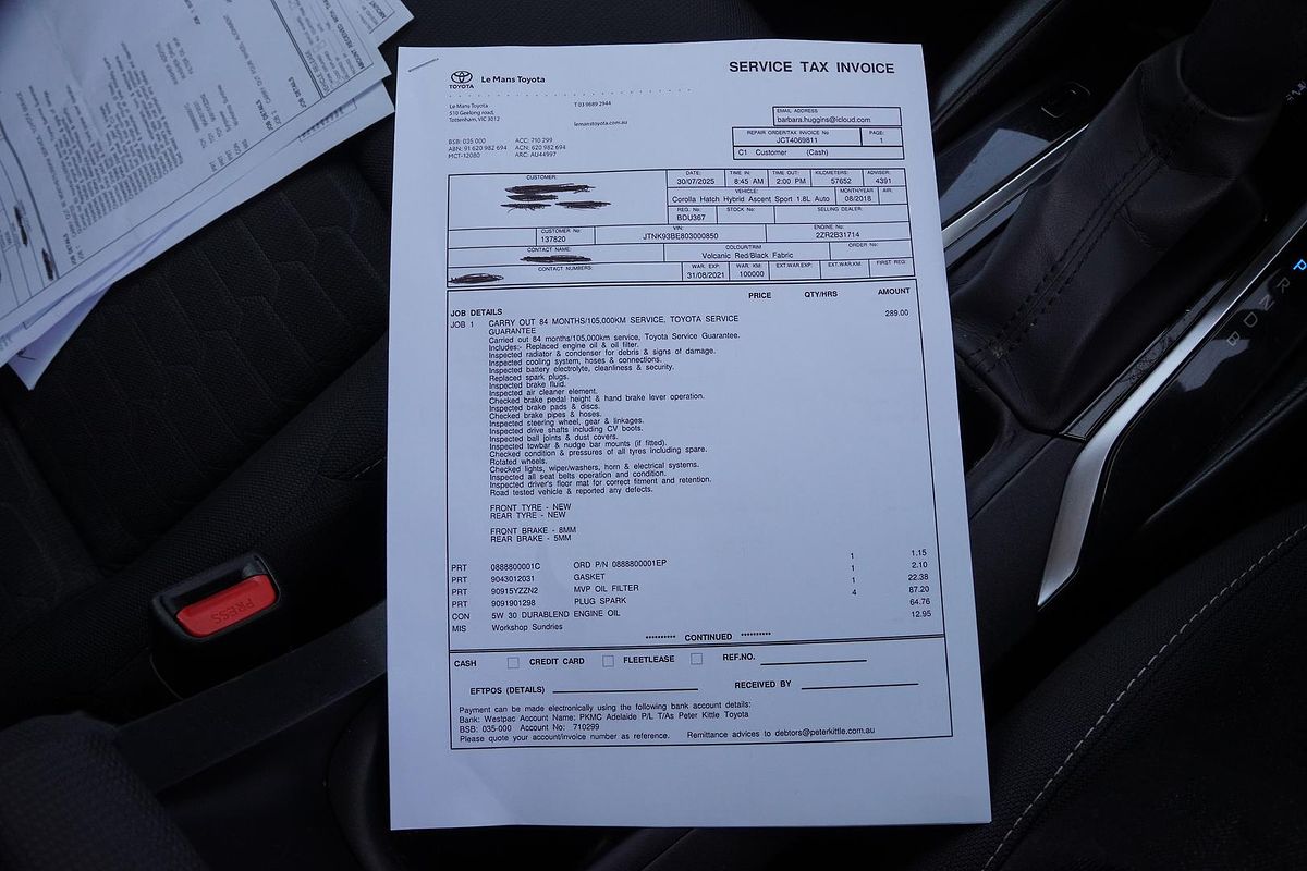 2018 Toyota Corolla Ascent Sport Hybrid ZWE211R