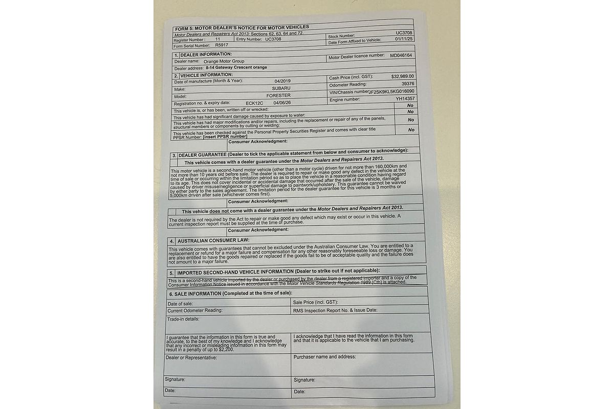 2019 Subaru Forester 2.5i-S S5