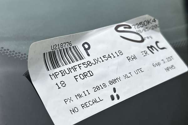 2018 Ford Ranger XLT PX MkII 4X4 3.2L