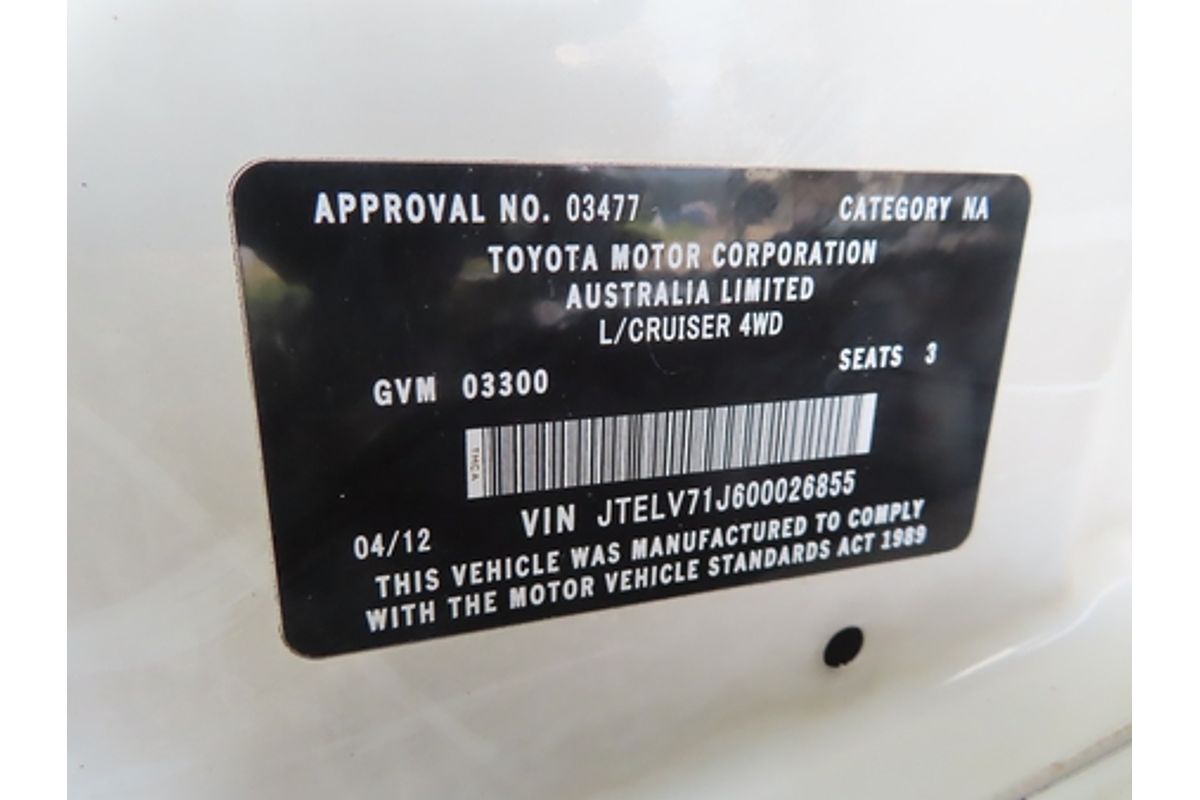 2012 Toyota Landcruiser Workmate VDJ79R 4X4