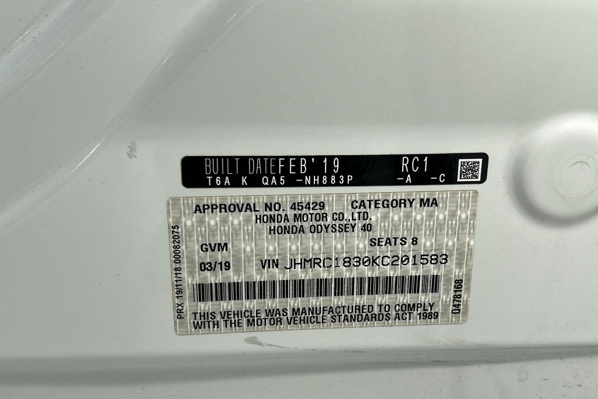 2019 Honda Odyssey VTi-L 5th Gen