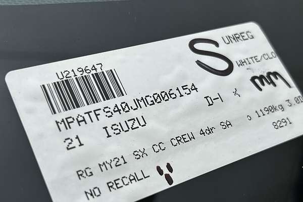 2021 Isuzu D-MAX SX 4X4