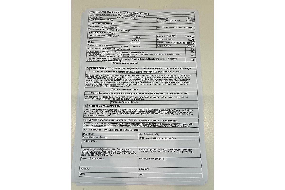 2016 Subaru Forester 2.5i-L S4