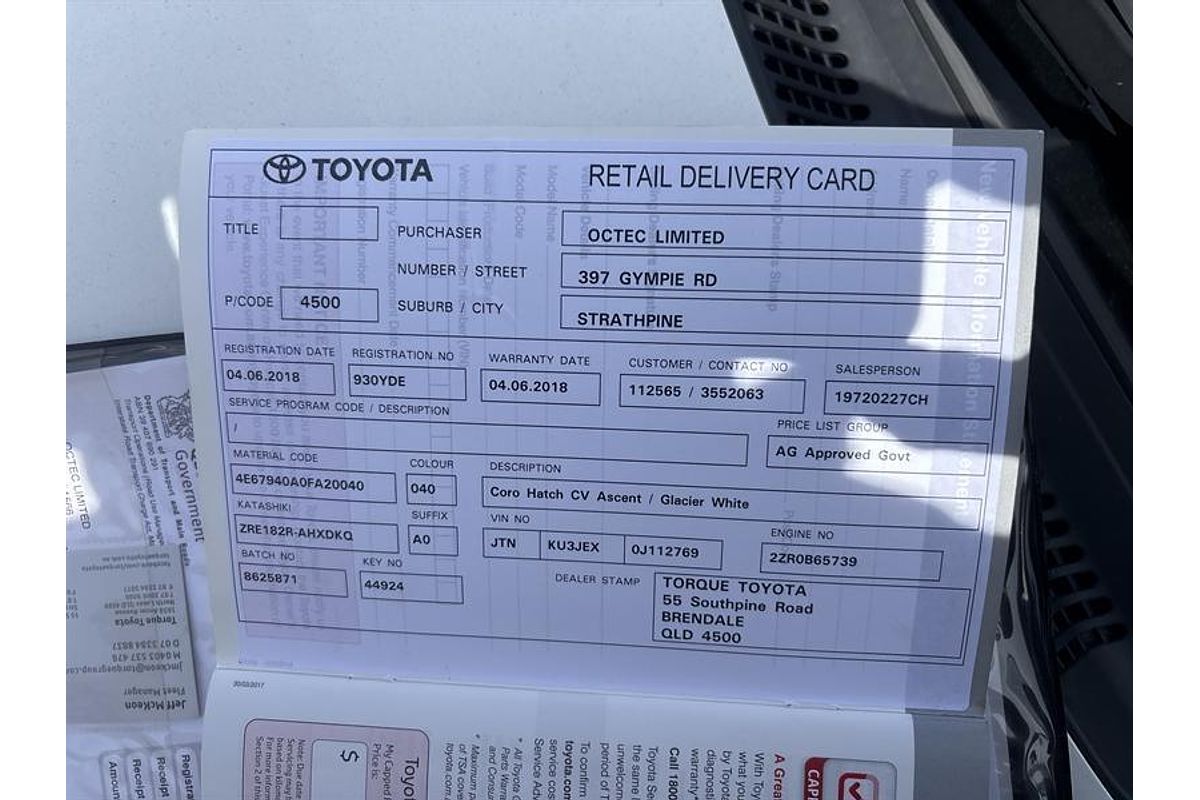 2017 Toyota Corolla Ascent ZRE182R