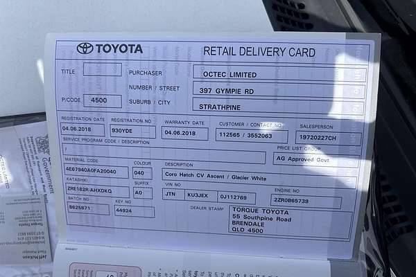 2018 Toyota Corolla Ascent ZRE182R