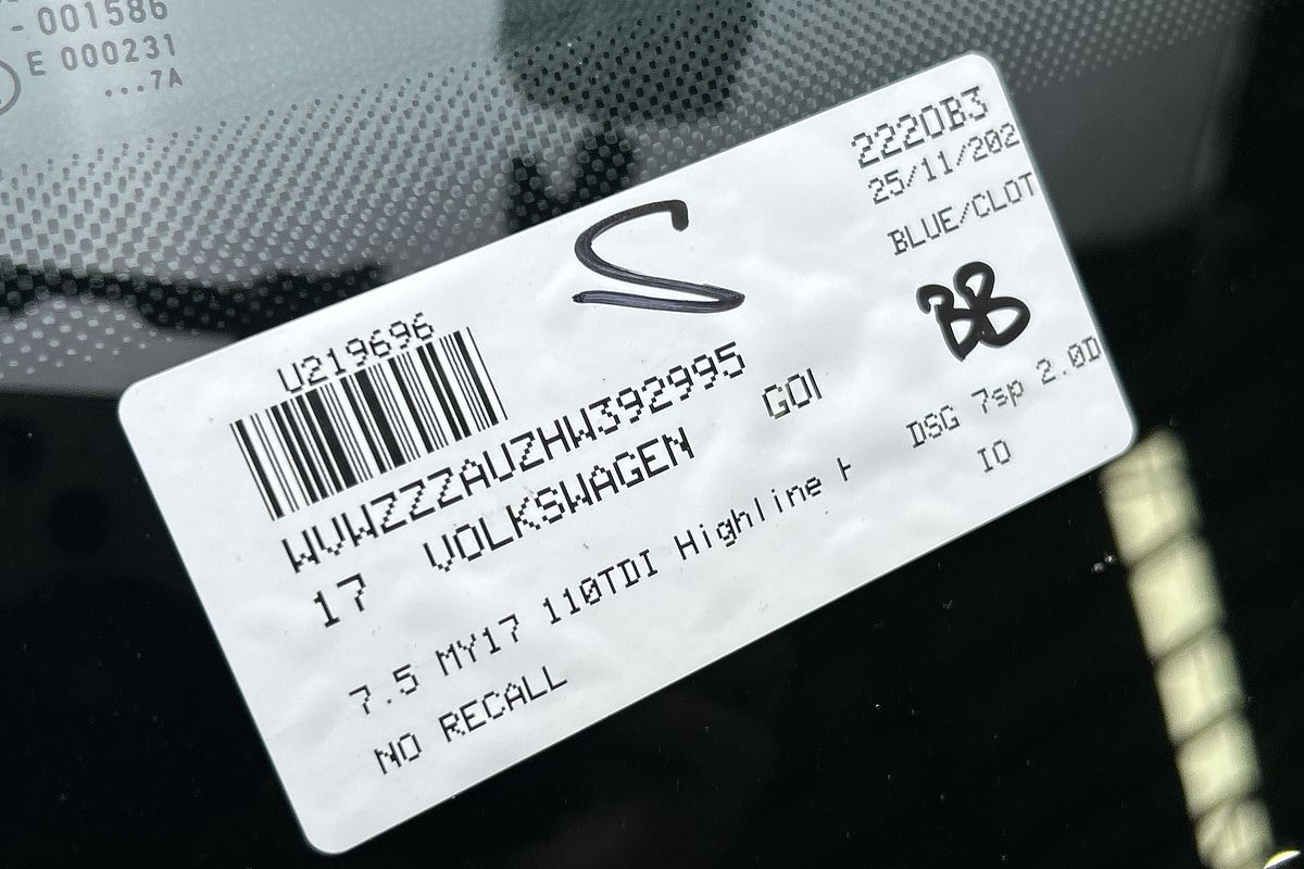 2017 Volkswagen Golf 110TDI Highline 7.5