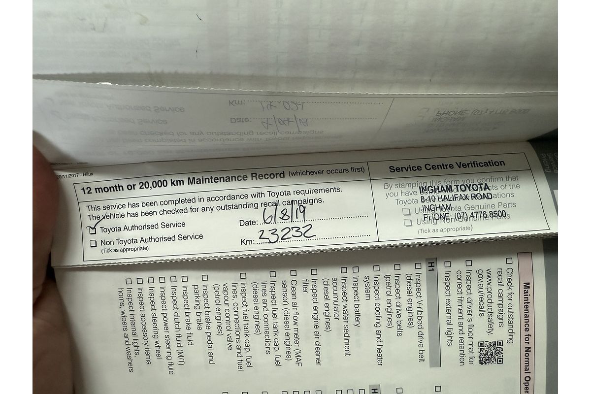 2018 Toyota Hilux Workmate Hi-Rider GUN135R Rear Wheel Drive