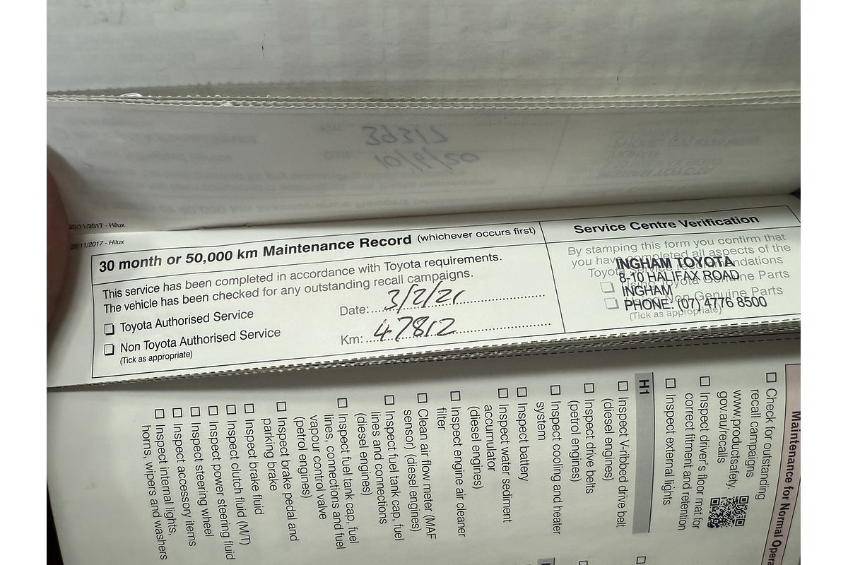 2018 Toyota Hilux Workmate Hi-Rider GUN135R Rear Wheel Drive