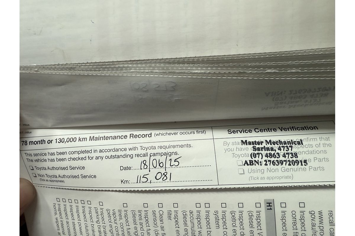 2018 Toyota Hilux Workmate Hi-Rider GUN135R Rear Wheel Drive