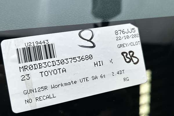 2023 Toyota Hilux Workmate GUN125R 4X4