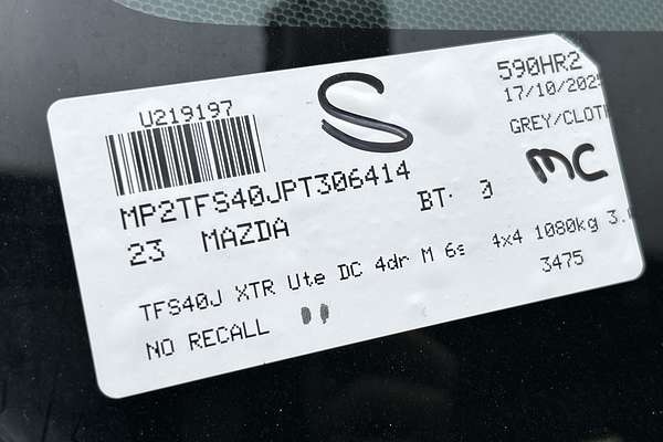 2023 Mazda BT-50 XTR TF 4X4