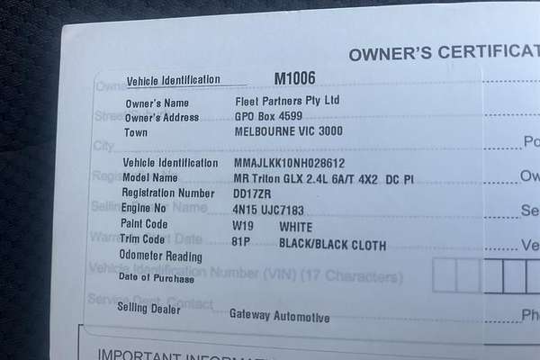 2021 Mitsubishi Triton GLX MR Rear Wheel Drive