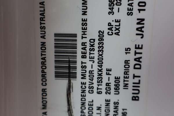 2010 Toyota Aurion Sportivo SX6 GSV40R