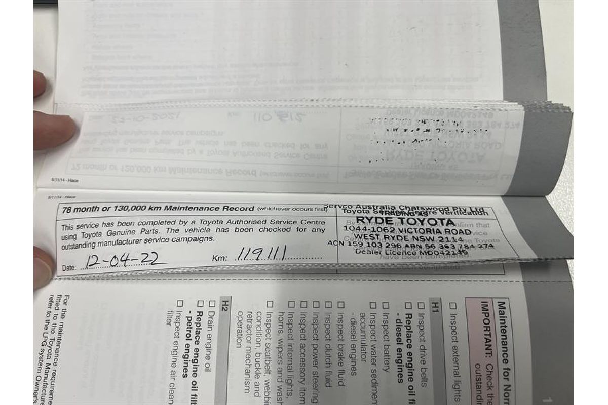 2015 Toyota Hiace Commuter TRH223R ELWB High Roof