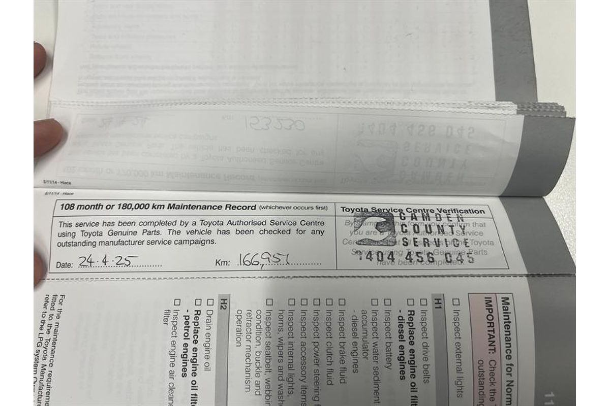 2015 Toyota Hiace Commuter TRH223R ELWB High Roof