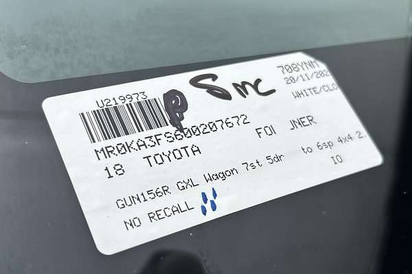 2018 Toyota Fortuner GXL GUN156R