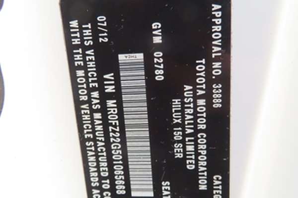 2012 Toyota Hilux SR GGN15R Rear Wheel Drive