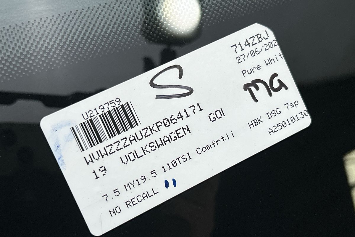 2019 Volkswagen Golf 110TSI Comfortline 7.5