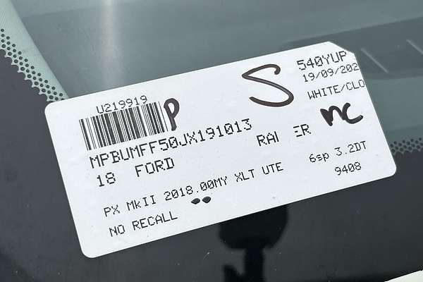 2018 Ford Ranger XLT PX MkII 4X4 3.2L