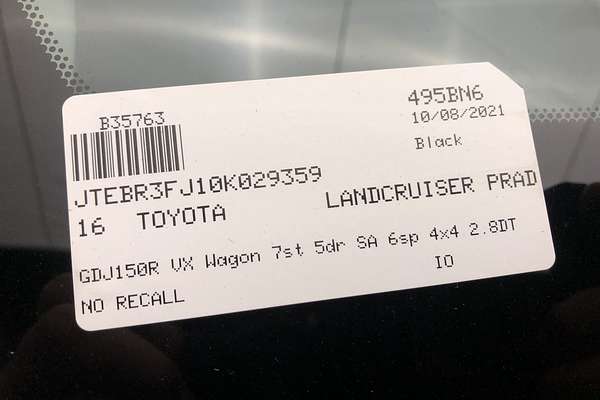 2016 Toyota Landcruiser Prado VX GDJ150R