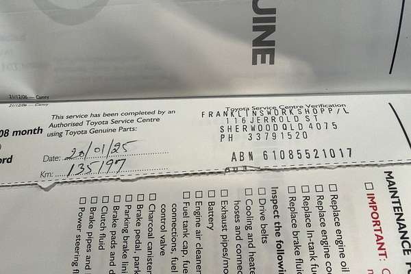 2008 Toyota Camry Altise ACV40R