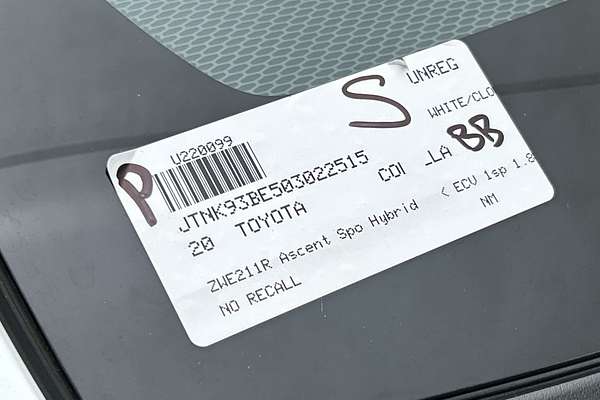 2020 Toyota Corolla Ascent Sport Hybrid ZWE211R