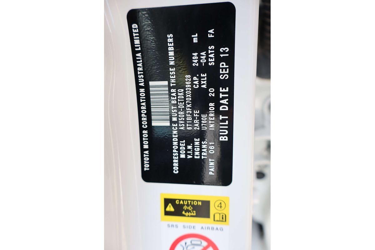 2013 Toyota Camry Altise ASV50R