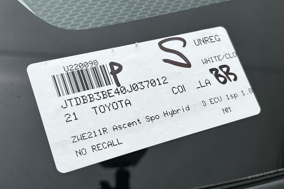 2021 Toyota Corolla Ascent Sport Hybrid ZWE211R