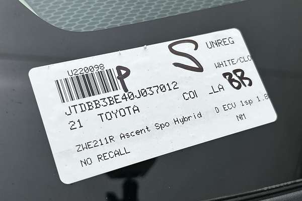 2021 Toyota Corolla Ascent Sport Hybrid ZWE211R