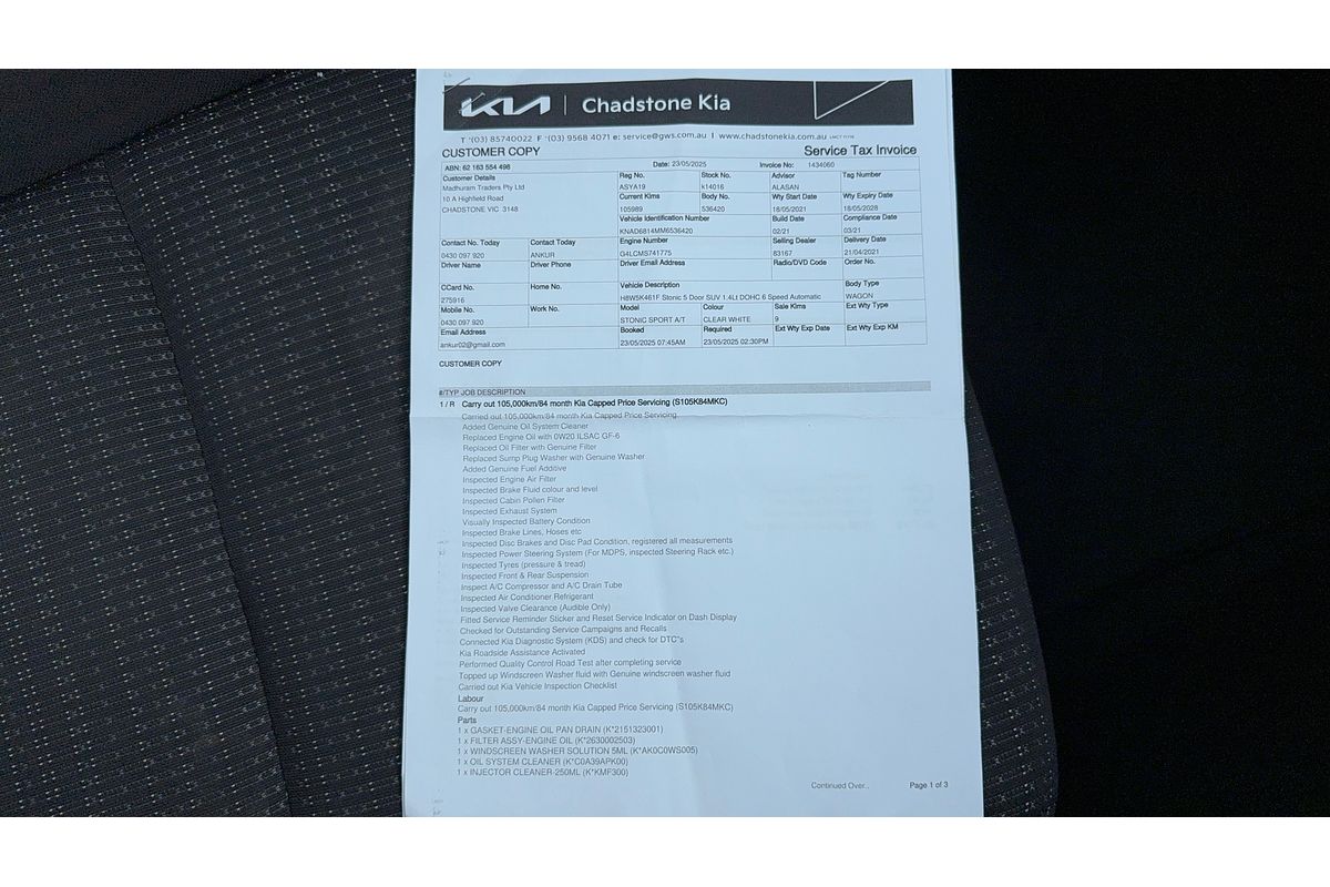 2021 Kia Stonic Sport YB