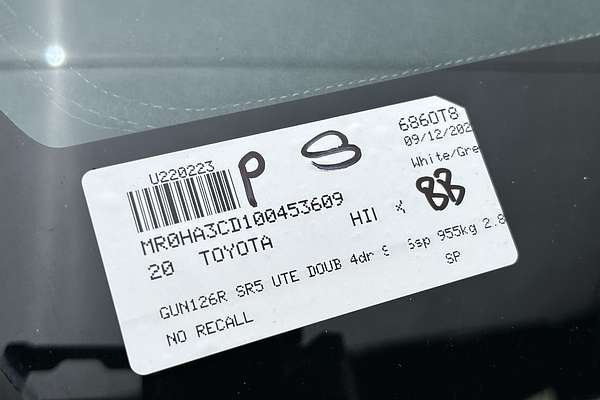 2020 Toyota Hilux SR5 GUN126R 4X4