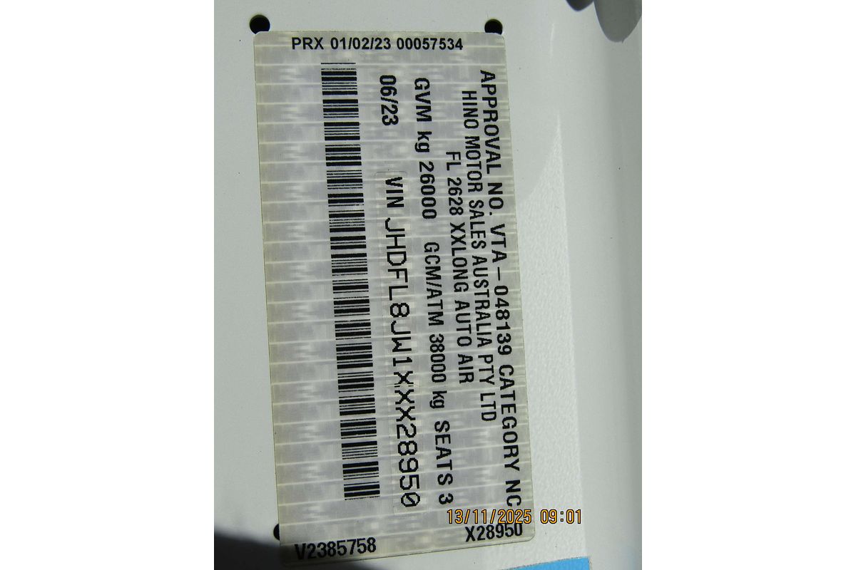 2023 Hino 500 Series FM2628 Auto 6x4 ELWB