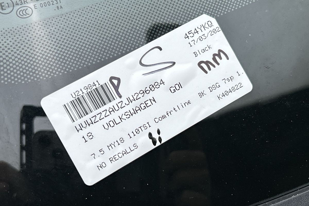 2018 Volkswagen Golf 110TSI Comfortline 7.5