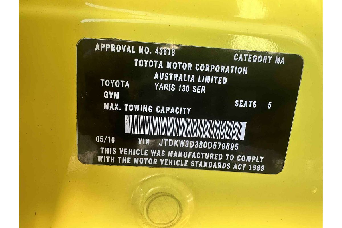 2016 Toyota Yaris Ascent NCP130R